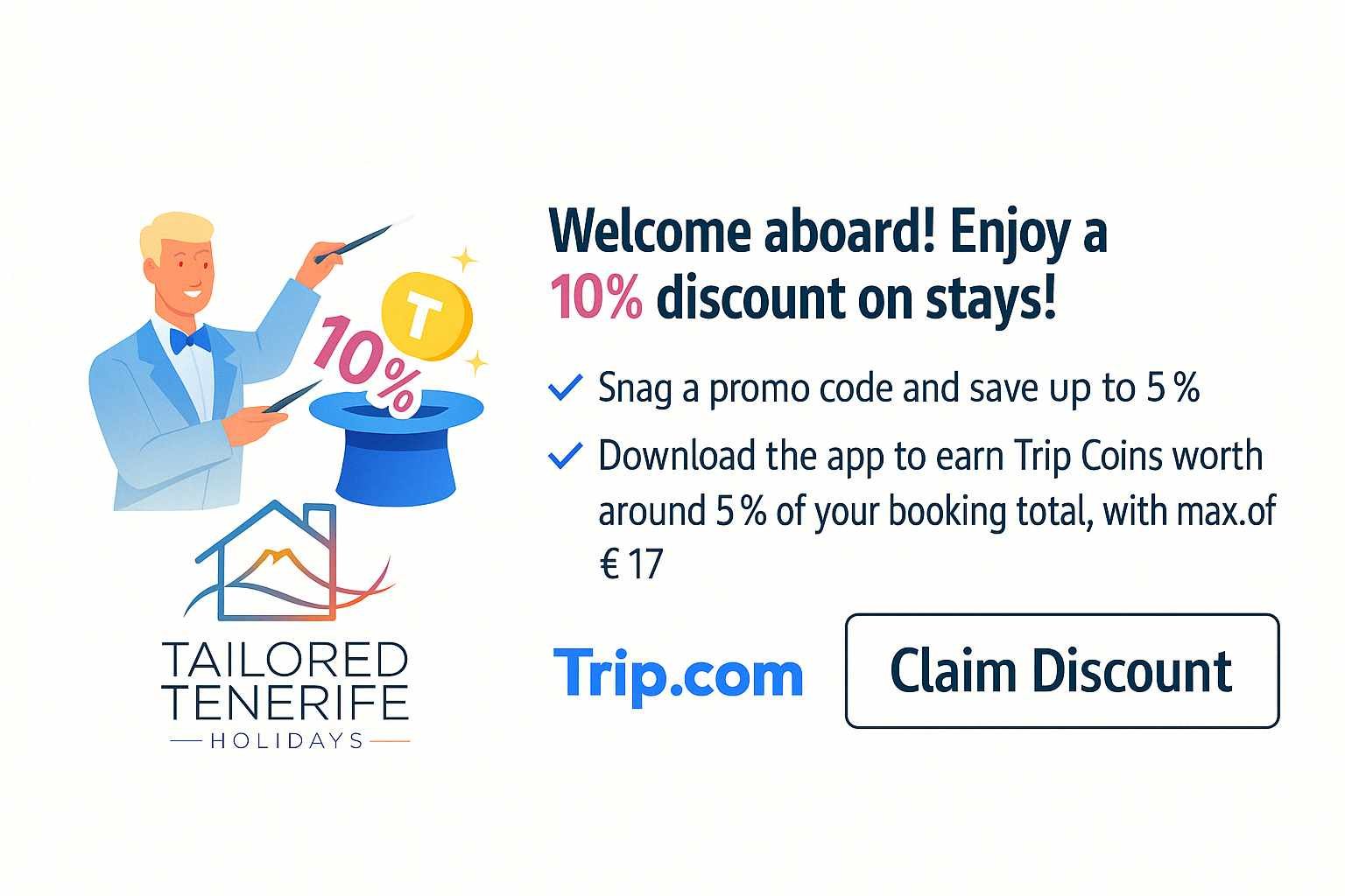 10% discount promo Trip.com_ in TailoredTenerifeHolidasy.es