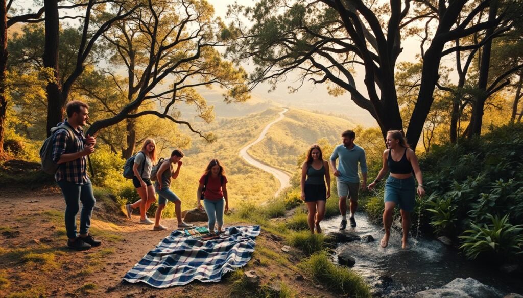 grupo jóvenes disfrutando viaje
